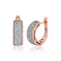 обзорное фото Позолоченые серьги с фианитами 031111  Серьги с позолотой