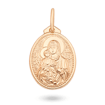 обзорное фото Золотая ладанка "Икона Божией Матери Утоли моя печали" без вставок 041183  Золотые подвески иконки