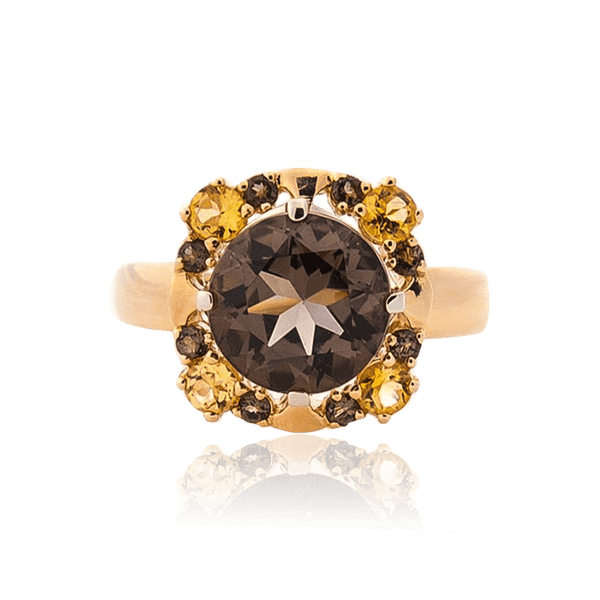 Золота каблучка жіноча з димчастим кварцом 034586 детальне зображення ювелірного виробу Золота каблучка жіноча з димчастим кварцом 034586 детальне зображення ювелірного виробу