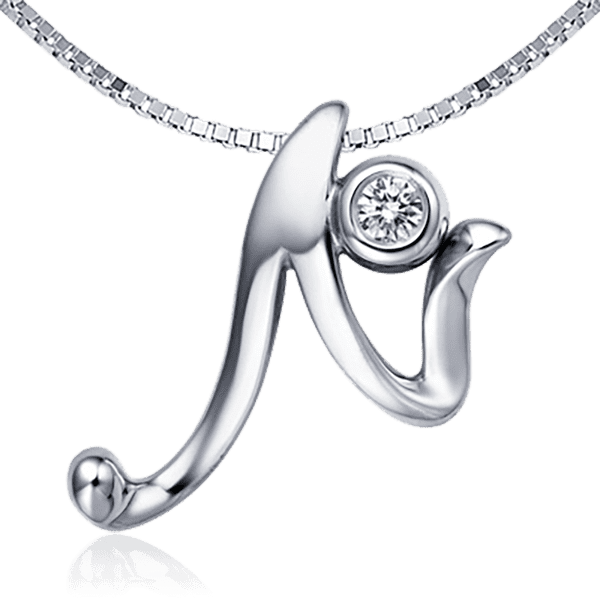 Кулон буква N с бриллиантом в белом золоте 035766 детальное изображение ювелирного изделия Золотые подвески Кулон буква N с бриллиантом в белом золоте 035766 детальное изображение ювелирного изделия Золотые подвески