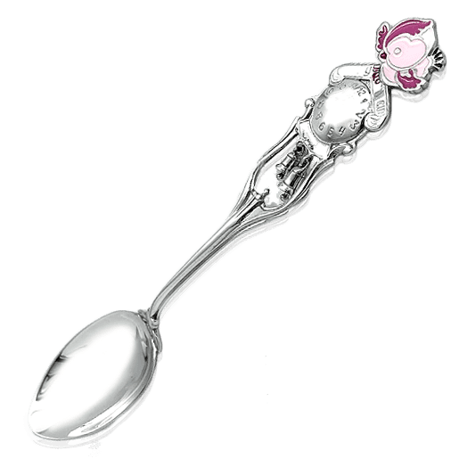 Серебряная ложечка Часики с птичкой, розовая эмаль 038207 детальное изображение ювелирного изделия Серебряные детские ложечки Серебряная ложечка Часики с птичкой, розовая эмаль 038207 детальное изображение ювелирного изделия Серебряные детские ложечки