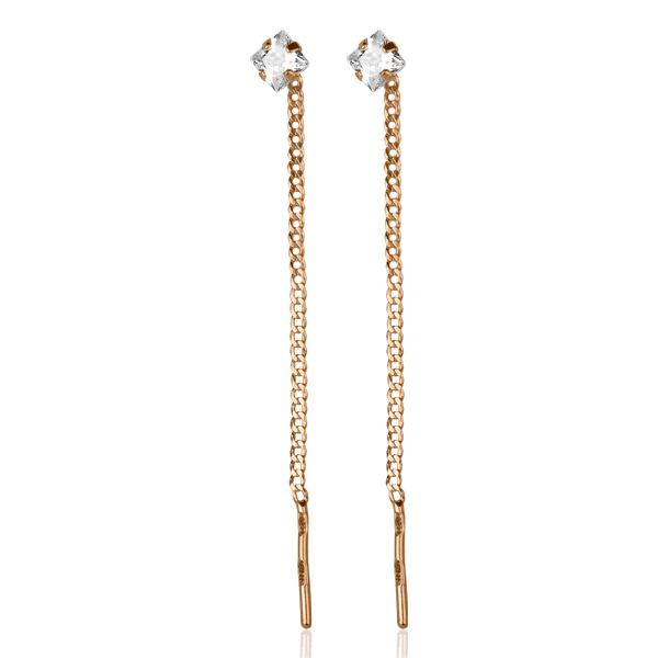 Золотые серьги с цирконием 80068 детальное изображение ювелирного изделия Золотые серьги с фианитом