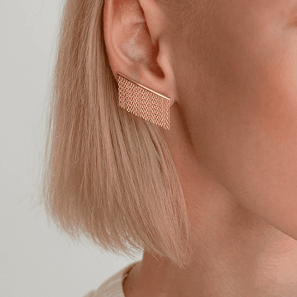 Золоті сережки-клаймбери ланцюжки Кафи Золоті сережки-клаймбери ланцюжки Кафи