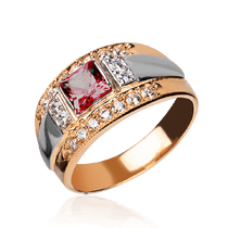 обзорное фото Кольцо из золота 585 пробы с розовым топазом Стефани 033539 Золотые кольца обзорное фото Кольцо из золота 585 пробы с розовым топазом Стефани 033539  Золотые кольца