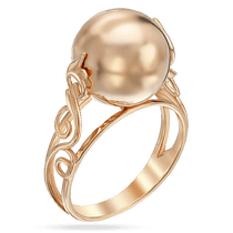 обзорное фото Кольцо золотое Шар 310260 Золотые кольца без вставок обзорное фото Кольцо золотое Шар 310260  Золотые кольца без вставок