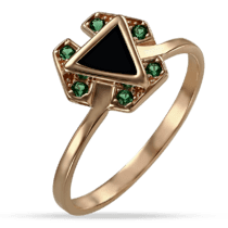 обзорное фото Золотое кольцо с агатом и нанокристаллами 030045  Золотые кольца с агатом