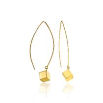 обзорное фото Серьги из желтого золота с кубиками 031721  Золотые серьги