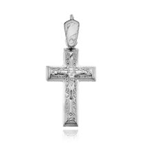 обзорное фото Нательный православный крестик из серебра 036428  Серебряные подвески крестики