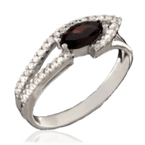 обзорное фото Серебряное кольцо с гранатом 023629  Серебряные кольца со вставками