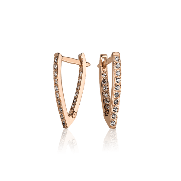 Золотые серьги с фианитами 029730 детальное изображение ювелирного изделия Золотые серьги с фианитом Золотые серьги с фианитами 029730 детальное изображение ювелирного изделия Золотые серьги с фианитом