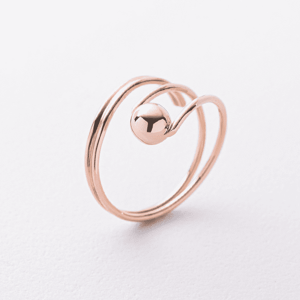 Разомкнутое двойное кольцо в красном золоте с шариком 040964 детальное изображение ювелирного изделия Золотые кольца без вставок