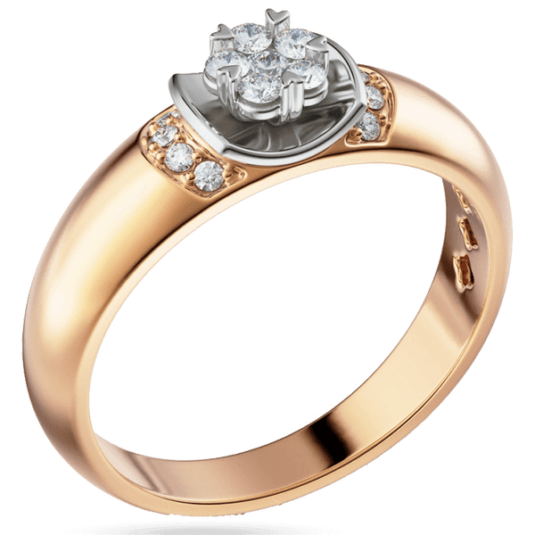 Кольцо Бриллиантовый Букет из красного и белого цвета с бриллиантами 036014  детальное изображение ювелирного изделия Золотые кольца с бриллиантами Кольцо Бриллиантовый Букет из красного и белого цвета с бриллиантами 036014  детальное изображение ювелирного изделия Золотые кольца с бриллиантами