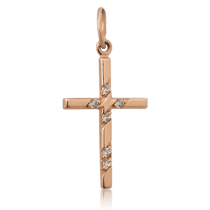 обзорное фото Золотой крестик с цирконием 024194  Декоративные золотые крестики