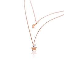 обзорное фото Двухслойное золотое колье из цепочек Месяц и Звезда 032814  Золотые колье с камнями