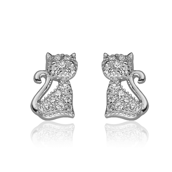 серебряные серьги котики  серебряные серьги котики