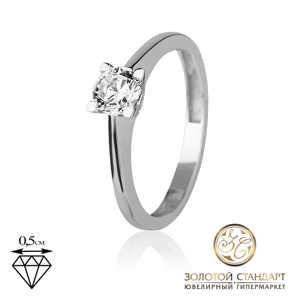 Помолвочное кольцо в белом золоте с фианитом Помолвочное кольцо в белом золоте с фианитом