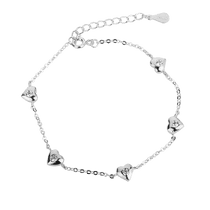 обзорное фото Серебряный браслет Сердечки с фианитами 027742 Серебряные женские браслеты обзорное фото Серебряный браслет Сердечки с фианитами 027742  Серебряные женские браслеты