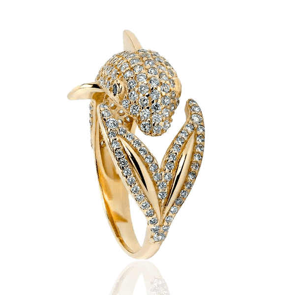Эксклюзивное золотое кольцо Дельфин с камнями 033773 детальное изображение ювелирного изделия Золотые кольца Эксклюзивное золотое кольцо Дельфин с камнями 033773 детальное изображение ювелирного изделия Золотые кольца