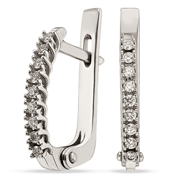 Сережки из белого золота с дорожкой бриллиантов 035176 детальное изображение ювелирного изделия Золотые серьги Сережки из белого золота с дорожкой бриллиантов 035176 детальное изображение ювелирного изделия Золотые серьги