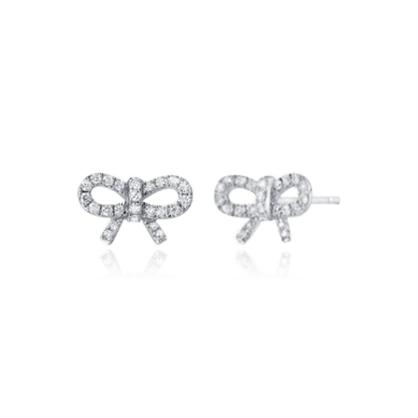 серьги бантик с россіпью бриллиантом серьги бантик с россіпью бриллиантом