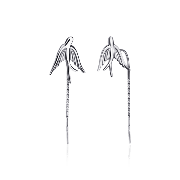 Серебряные серьги протяжки Ласточки 031166 детальное изображение ювелирного изделия Серебряные серьги без вставок Серебряные серьги протяжки Ласточки 031166 детальное изображение ювелирного изделия Серебряные серьги без вставок