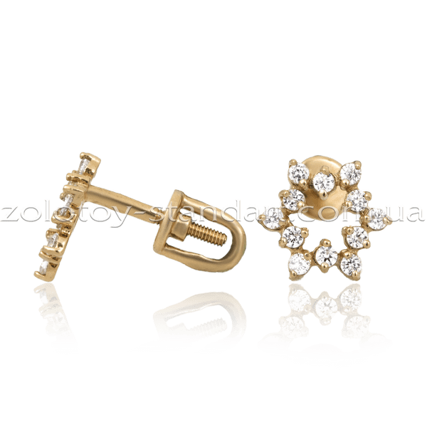 Серьги пуссеты 2901 детальное изображение ювелирного изделия Золотые серьги с фианитом Серьги пуссеты 2901 детальное изображение ювелирного изделия Золотые серьги с фианитом