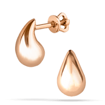 обзорное фото Золотые серьги-гвоздики маленькая Капелька 040062  Золотые серьги без вставок