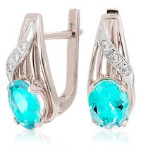 обзорное фото Золотые серьги с топазом 023537  Золотые серьги с топазом