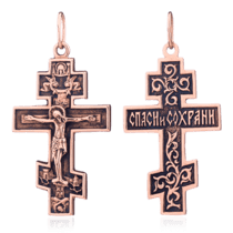 обзорное фото Православный крест с покрытием чернение 024630  Золотые крестики православные