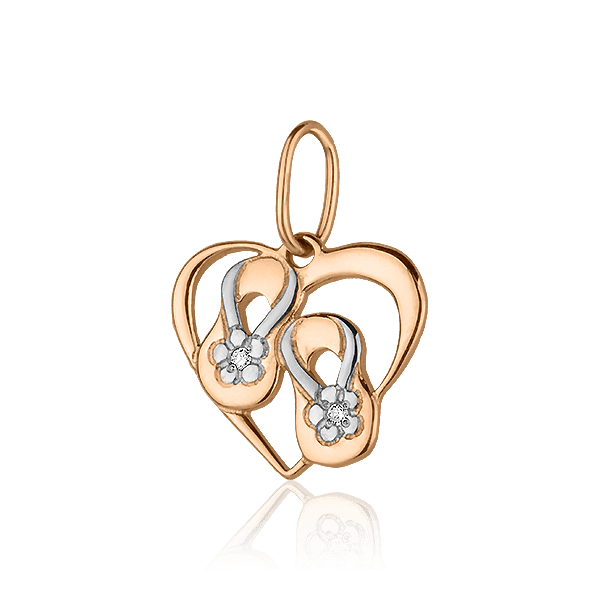 Золотой подвес тапочки с фианитами 028022 детальное изображение ювелирного изделия Золотые кулоны с фианитом Золотой подвес тапочки с фианитами 028022 детальное изображение ювелирного изделия Золотые кулоны с фианитом