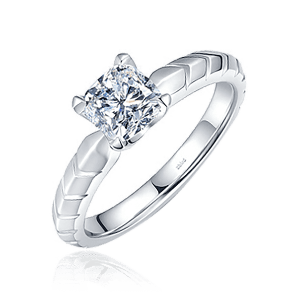 Золотое кольцо для помолвки с бриллиантом и насечками 031097 детальное изображение ювелирного изделия Золотые кольца