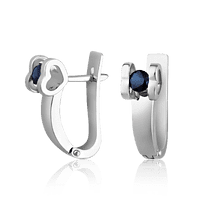 обзорное фото Золотые серьги из белого золота с сапфиром  025370 Золотые серьги с сапфиром обзорное фото Золотые серьги из белого золота с сапфиром  025370  Золотые серьги с сапфиром
