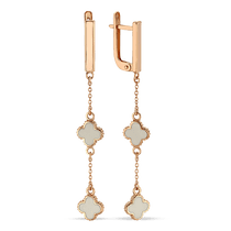 обзорное фото Золотые серьги с эмалью Клевер 038610 Золотые серьги с эмалью обзорное фото Золотые серьги с эмалью Клевер 038610  Золотые серьги с эмалью