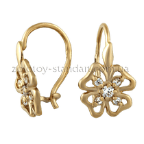 обзорное фото Золотые серьги в виде Цветов 1,3,0443  Серьги с камнями