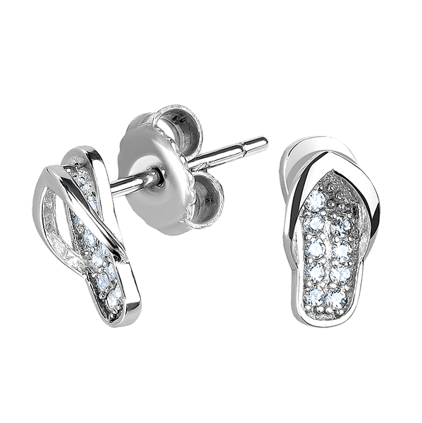 Серебряные серьги пусеты Шлепки с фианитами 027333 детальное изображение ювелирного изделия Серебряные серьги с камнями