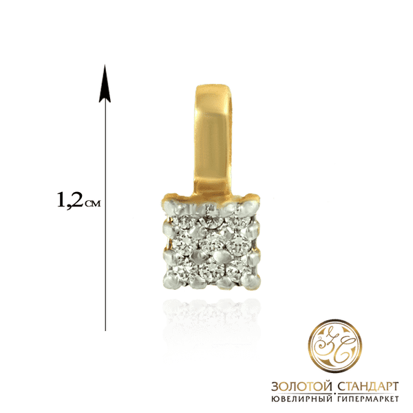 Золотой квадратный кулон с фианитами Золотой квадратный кулон с фианитами