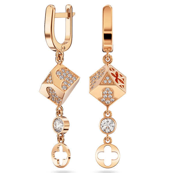 Серьги Кубы в красном золоте с фианитами 585 пробы 039534 детальное изображение ювелирного изделия Золотые серьги с фианитом Серьги Кубы в красном золоте с фианитами 585 пробы 039534 детальное изображение ювелирного изделия Золотые серьги с фианитом