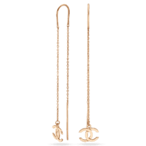 оглядове фото Золоті сережки протяжки з логотипом Chanel 580126