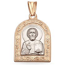 обзорное фото Золотая ладанка Святой Николай Чудотворец 039010  Золотые подвески иконки