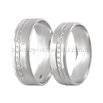 обзорное фото Золотое обручальное кольцо К10941 Обручальные кольца в белом золоте обзорное фото Золотое обручальное кольцо К10941  Обручальные кольца в белом золоте