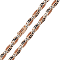 обзорное фото Стильная мужская цепь в комбинированном золоте и эмалью 038621 Золотые цепочки мужские обзорное фото Стильная мужская цепь в комбинированном золоте и эмалью 038621  Золотые цепочки мужские