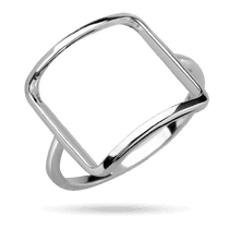 обзорное фото Серебряное кольцо квадрат без вставок 040211  Серебряные кольца без вставок