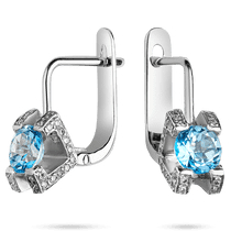 обзорное фото Золотые серьги с бриллиантом и топазом 129 999 Золотые серьги с топазом обзорное фото Золотые серьги с бриллиантом и топазом 129 999  Золотые серьги с топазом