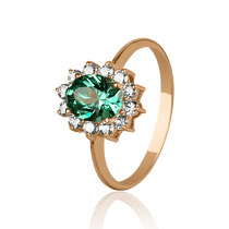 обзорное фото Кольцо в красном золоте с зеленым гранатом и бриллиантами 027272 Золотые кольца с гранатом обзорное фото Кольцо в красном золоте с зеленым гранатом и бриллиантами 027272  Золотые кольца с гранатом