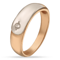 обзорное фото Обручальное кольцо с бриллиантом в комбинированном золоте 035369  Золотые кольца