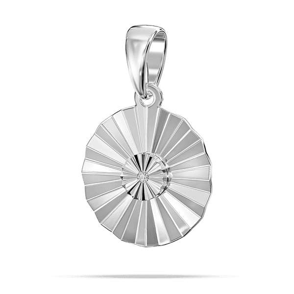 Подвеска Солнце с рефлеными огранкаками из белого золота и бриллиантом внутри 040395 детальное изображение ювелирного изделия Золотые кулоны с бриллиантами Подвеска Солнце с рефлеными огранкаками из белого золота и бриллиантом внутри 040395 детальное изображение ювелирного изделия Золотые кулоны с бриллиантами