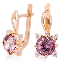 обзорное фото Золотые серьги с аметистом 023462  Золотые серьги с аметистом