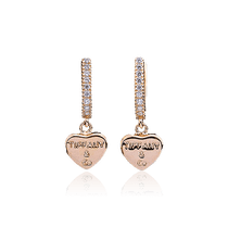 обзорное фото Золотые серьги Сердце с фианитом 028375 Золотые серьги с фианитом обзорное фото Золотые серьги Сердце с фианитом 028375  Золотые серьги с фианитом