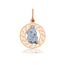 обзорное фото Золотой кулон Водолей 030165 Золотые подвески знаки зодиака обзорное фото Золотой кулон Водолей 030165  Золотые подвески знаки зодиака