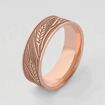 обзорное фото Золотое широкое обручальное кольцо "Колосок" без вставок 041131  Парные обручальные кольца из золота